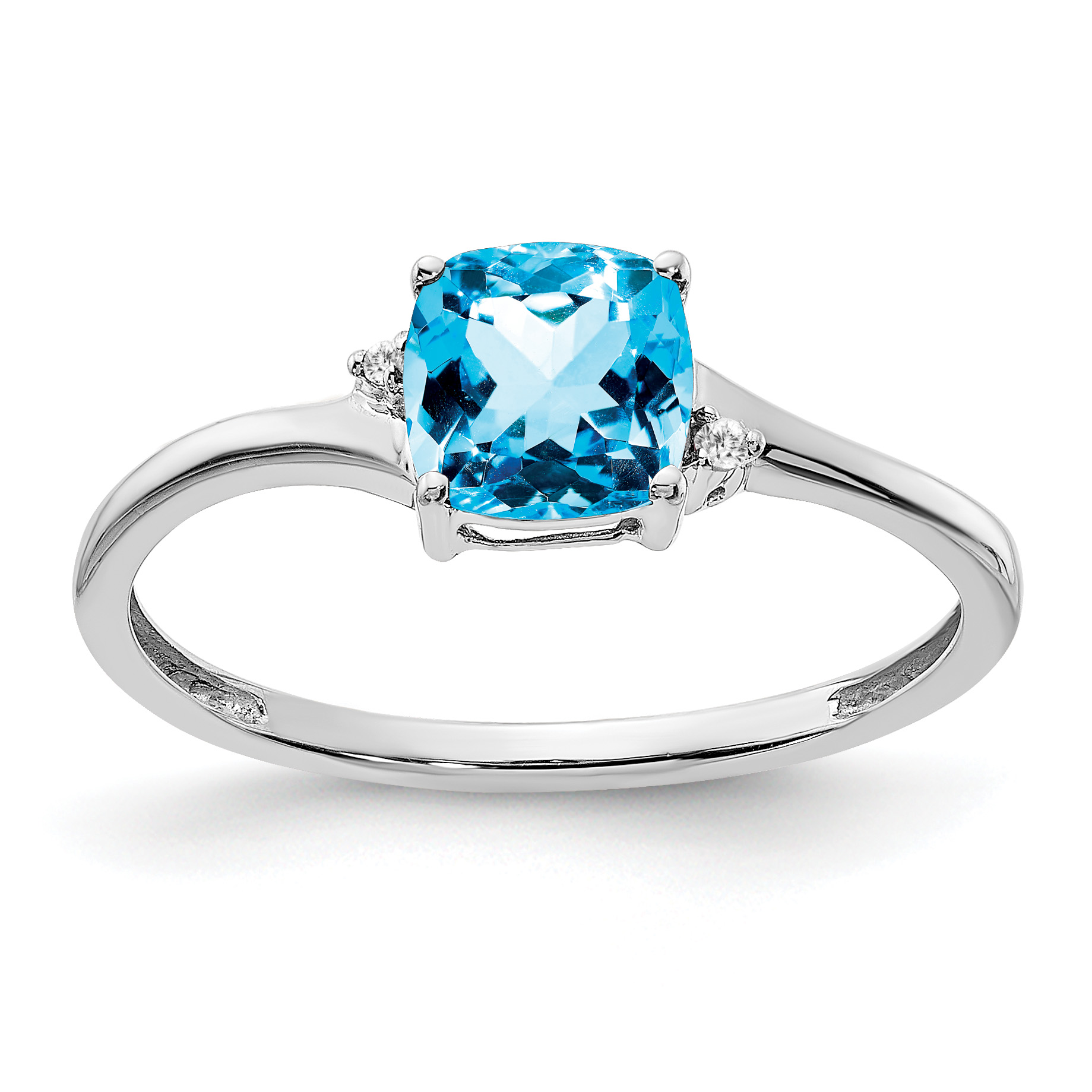 Sterling Silver Rhodium-plated Blue Topaz and Diamond Ring (RM7404-BT-001-SSA-6)