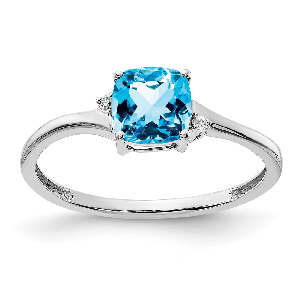 Sterling Silver Rhodium-plated Blue Topaz and Diamond Ring (RM7404-BT-001-SSA-6)