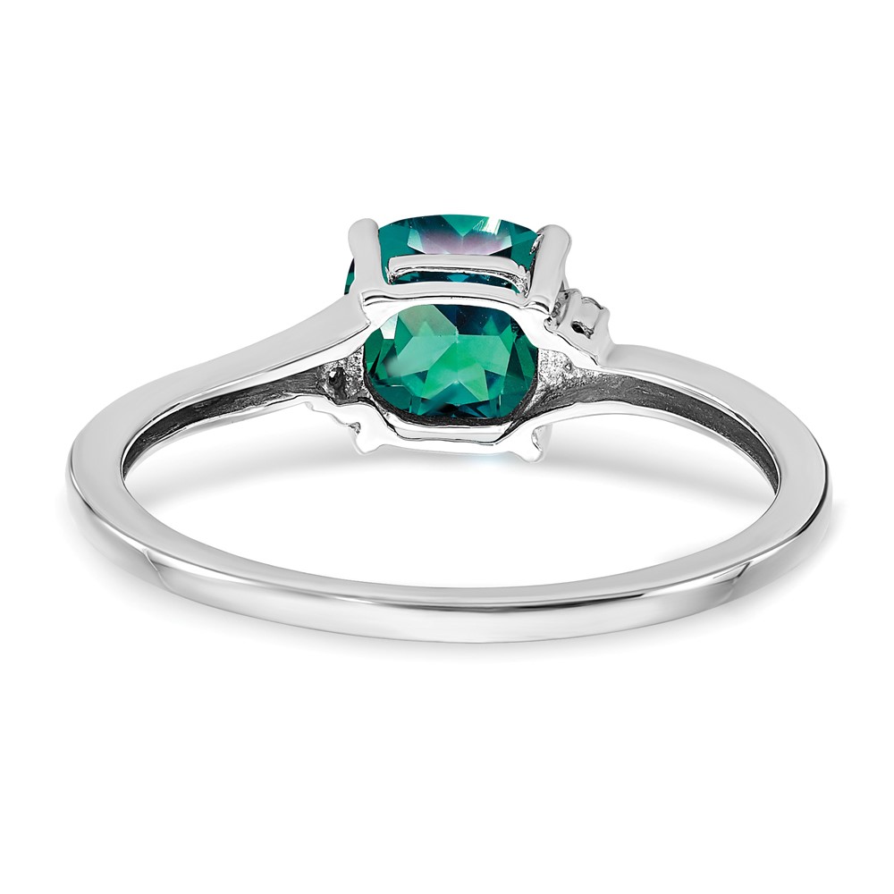 Sterling Silver Rhodium-plated Created Alexandrite and Diamond Ring (RM7404-CA-001-SSA-6)
