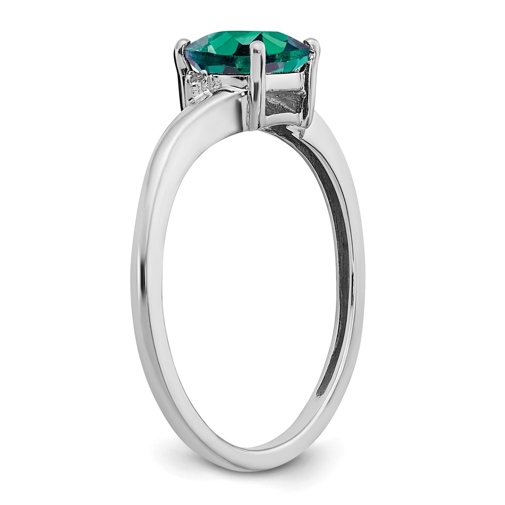 Sterling Silver Rhodium-plated Created Alexandrite and Diamond Ring (RM7404-CA-001-SSA-6)