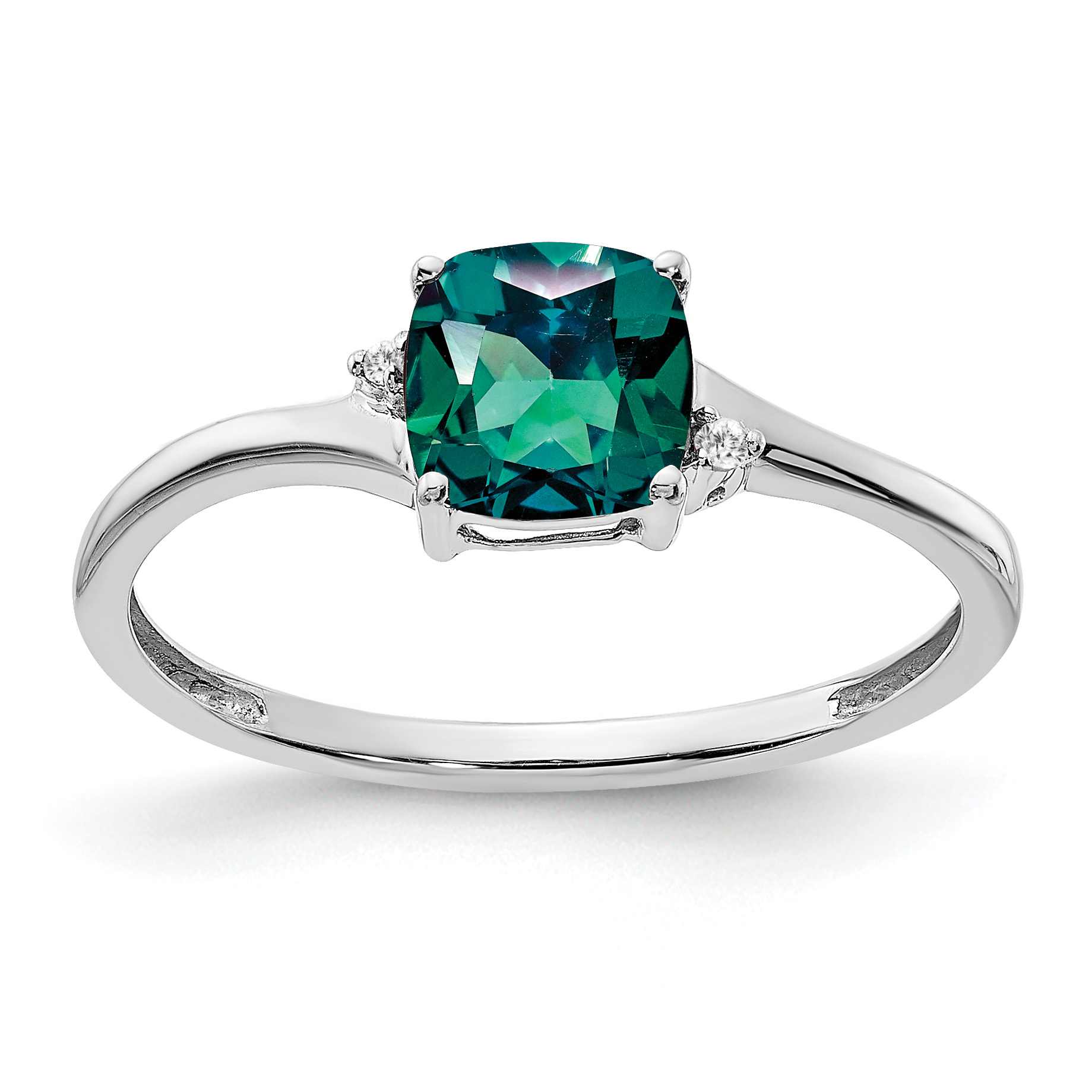 Sterling Silver Rhodium-plated Created Alexandrite and Diamond Ring (RM7404-CA-001-SSA-6)