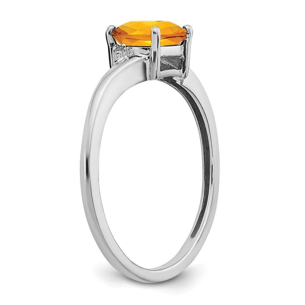 Sterling Silver Rhodium-plated Citrine and Diamond Ring (RM7404-CI-001-SSA-7)