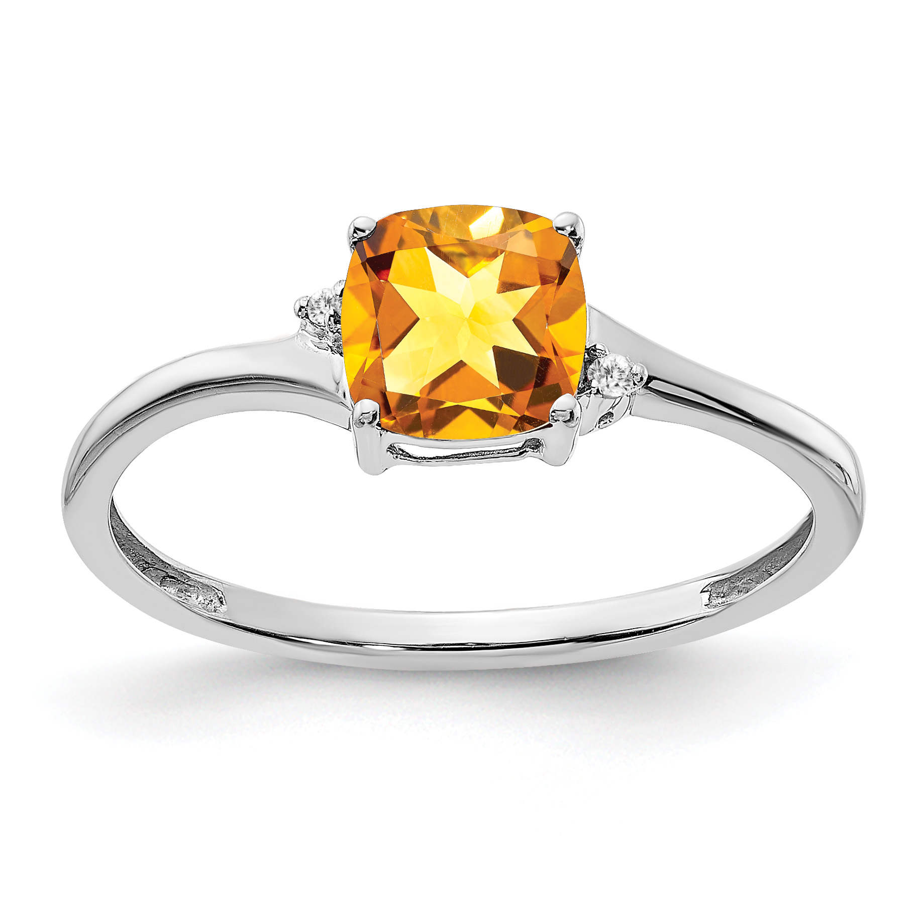 Sterling Silver Rhodium-plated Citrine and Diamond Ring (RM7404-CI-001-SSA-7)