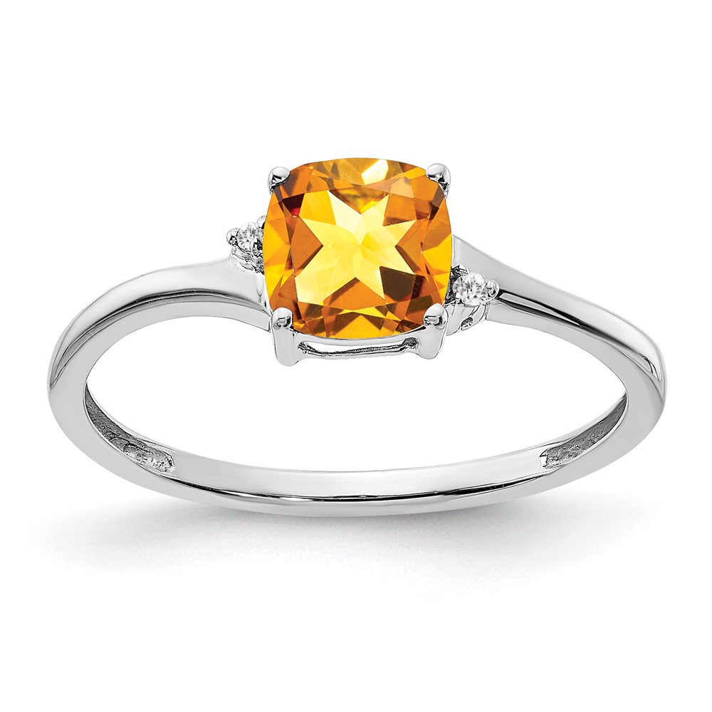Sterling Silver Rhodium-plated Citrine and Diamond Ring (RM7404-CI-001-SSA-7)