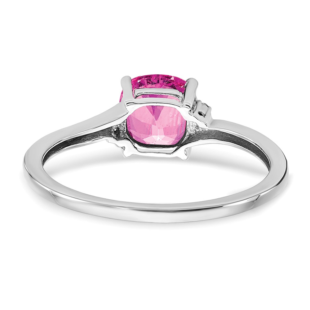Sterling Silver Rhodium-plated Created Pink Sapphire and Diamond Ring (RM7404-CPS-001-SSA-8)
