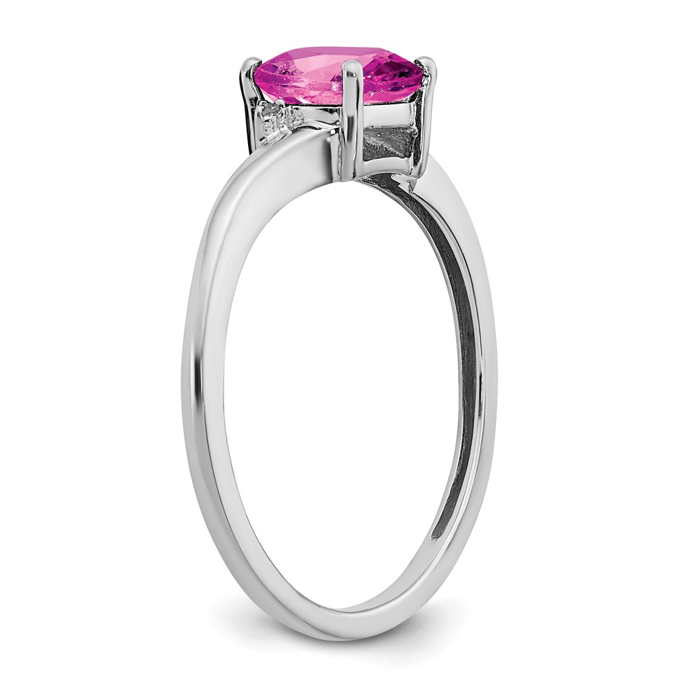 Sterling Silver Rhodium-plated Created Pink Sapphire and Diamond Ring (RM7404-CPS-001-SSA-8)