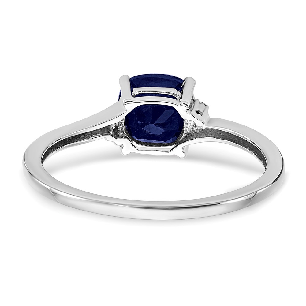 Sterling Silver Rhodium-plated Created Sapphire and Diamond Ring (RM7404-CSA-001-SSA-7)