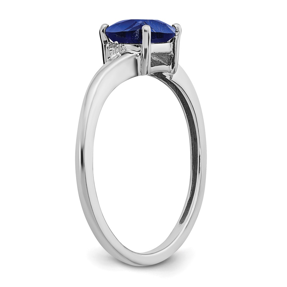 Sterling Silver Rhodium-plated Created Sapphire and Diamond Ring (RM7404-CSA-001-SSA-7)