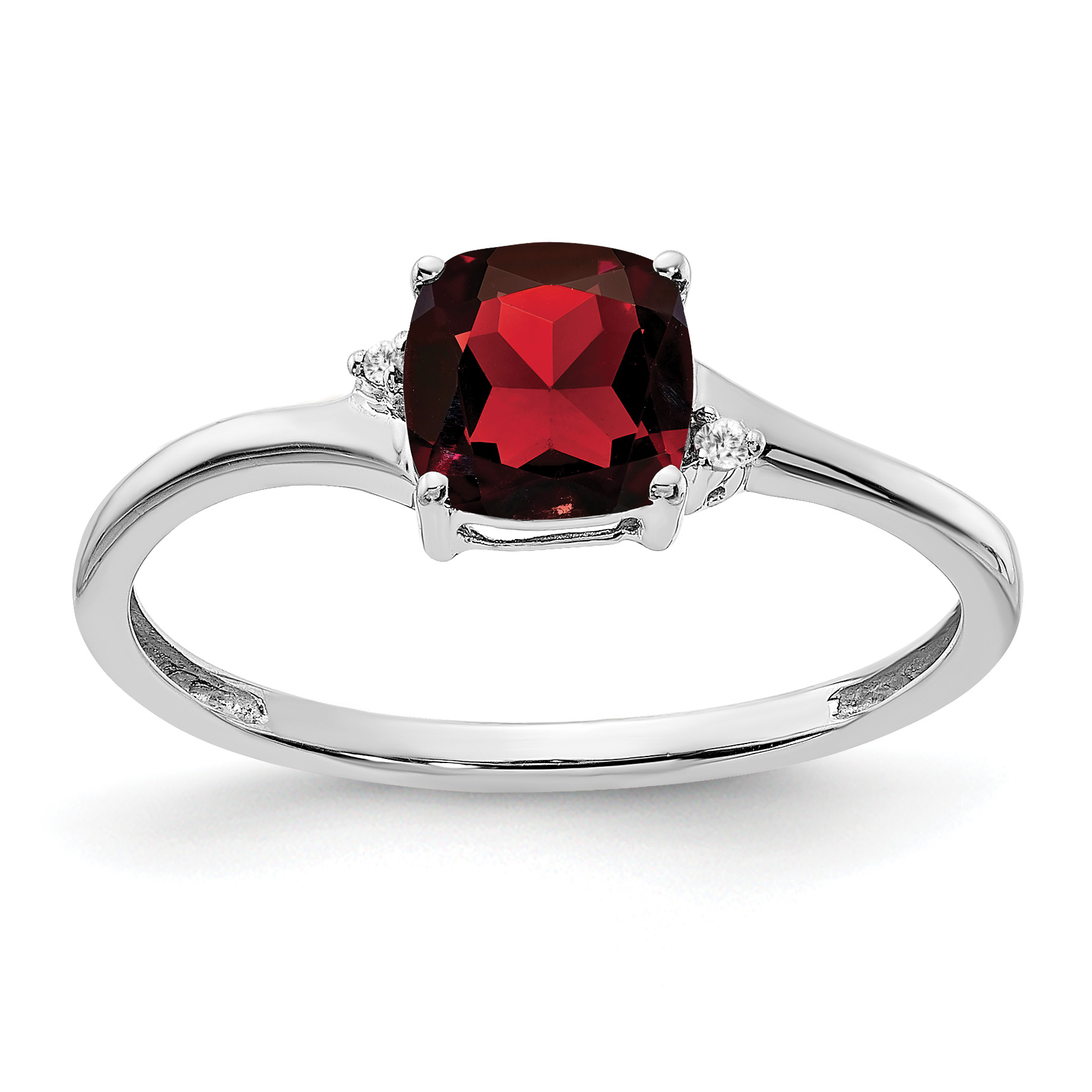 Sterling Silver Rhodium-plated Garnet and Diamond Ring (RM7404-GA-001-SSA-7)