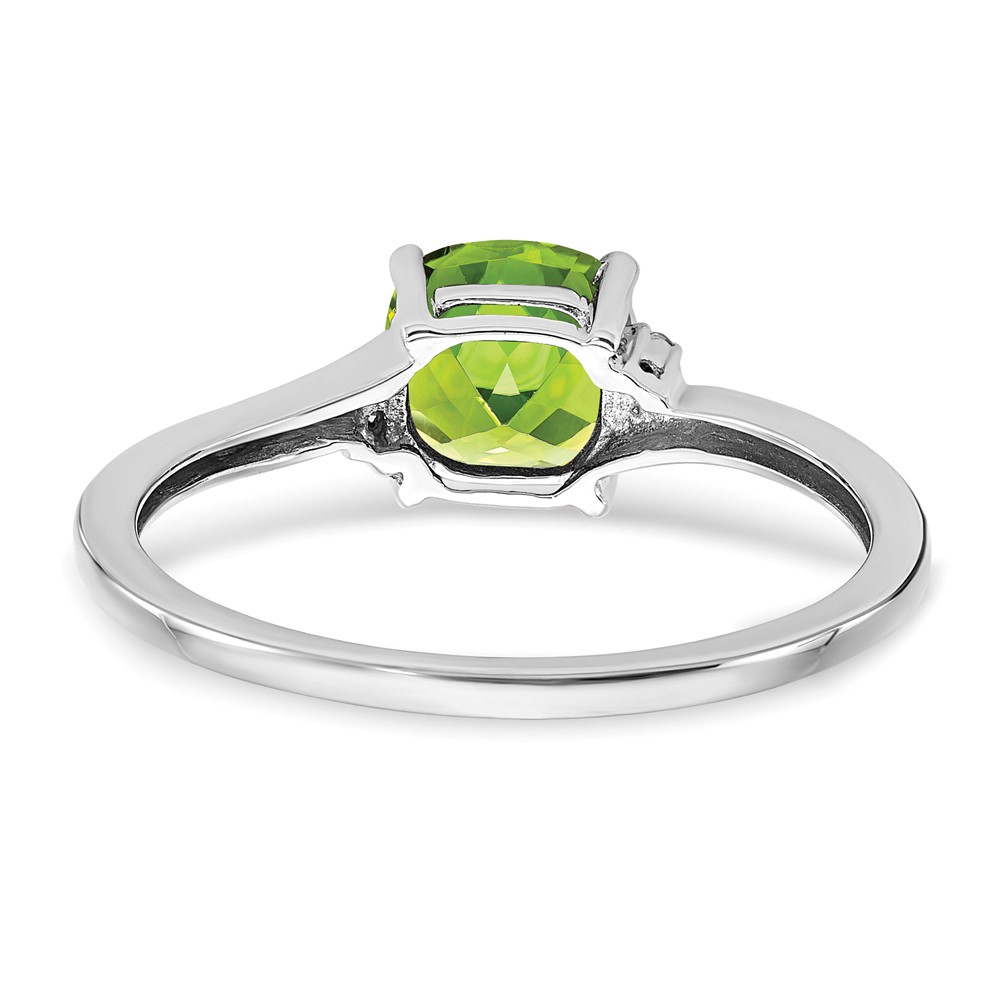 Sterling Silver Rhodium-plated Peridot and Diamond Ring (RM7404-PE-001-SSA-6)