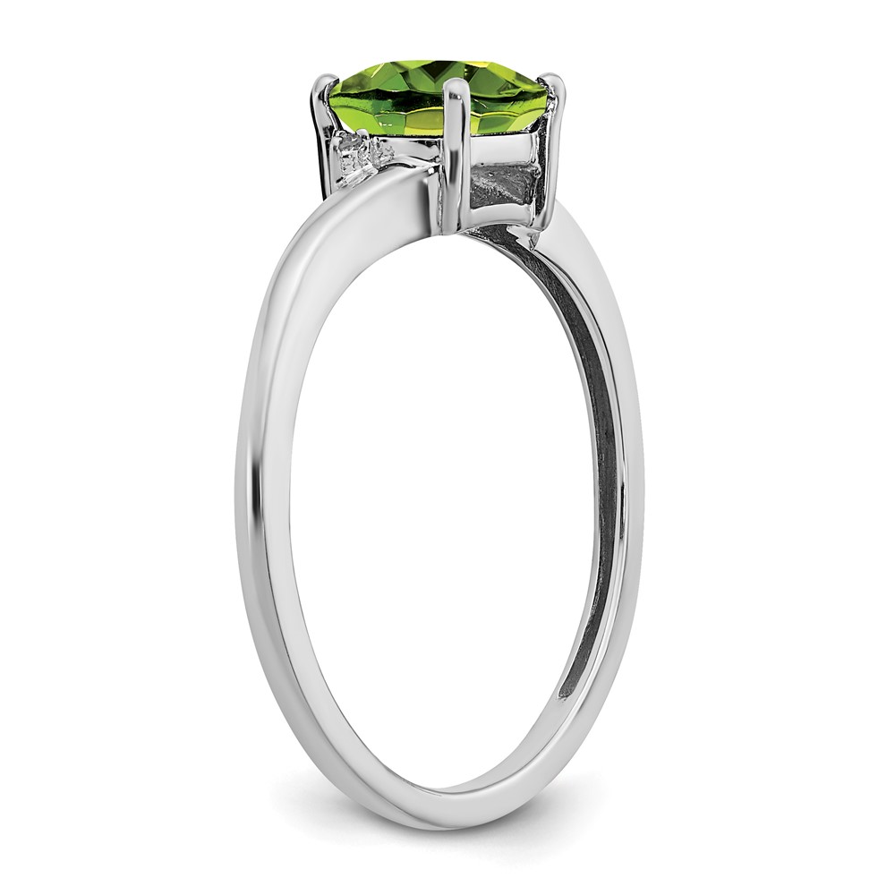 Sterling Silver Rhodium-plated Peridot and Diamond Ring (RM7404-PE-001-SSA-6)