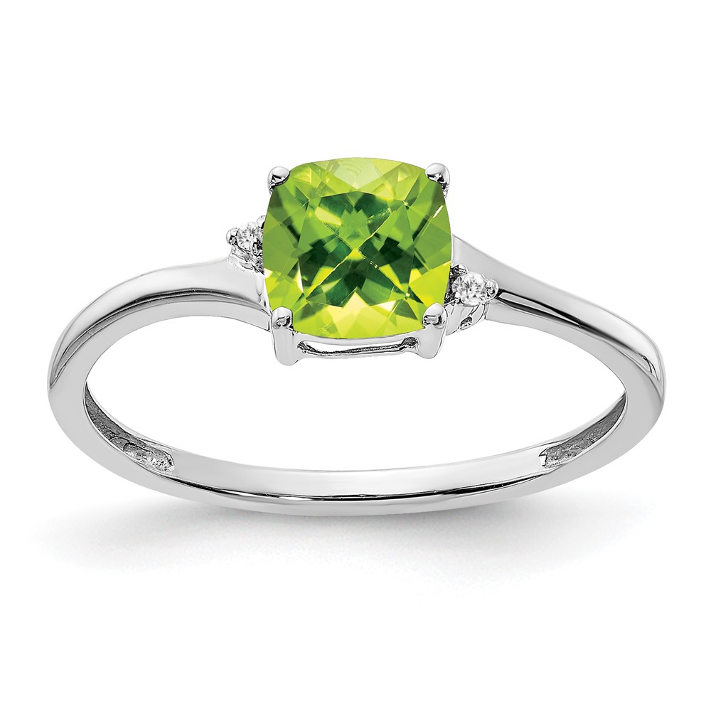 Sterling Silver Rhodium-plated Peridot and Diamond Ring (RM7404-PE-001-SSA-7)