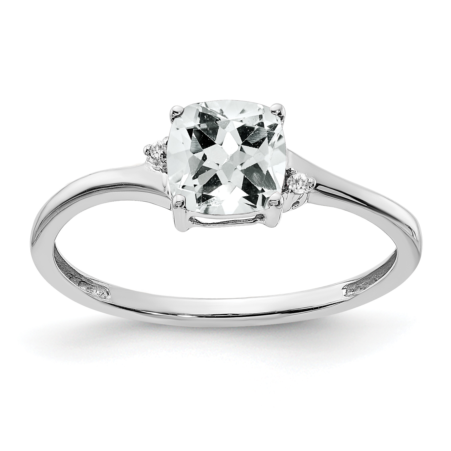 Sterling Silver Rhodium-plated White Topaz and Diamond Ring (RM7404-WT-001-SSA-6)