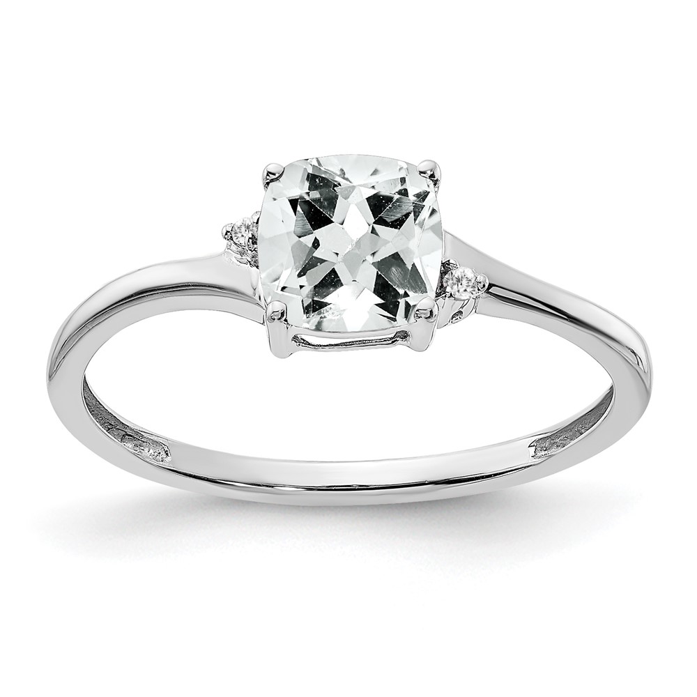 Sterling Silver Rhodium-plated White Topaz and Diamond Ring (RM7404-WT-001-SSA-6)