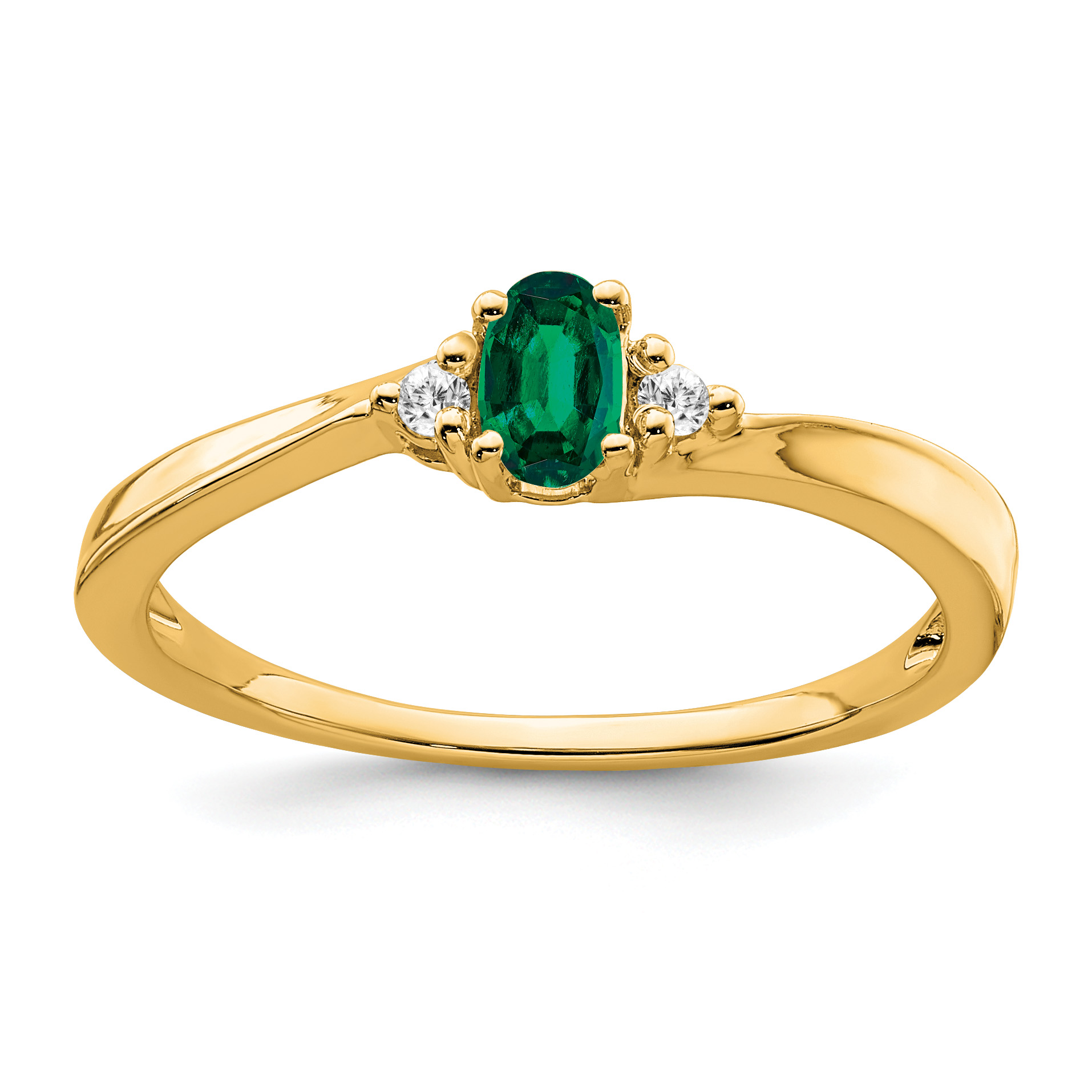 14K Created Emerald and Diamond Ring (RM7405-CEM-004-YA)