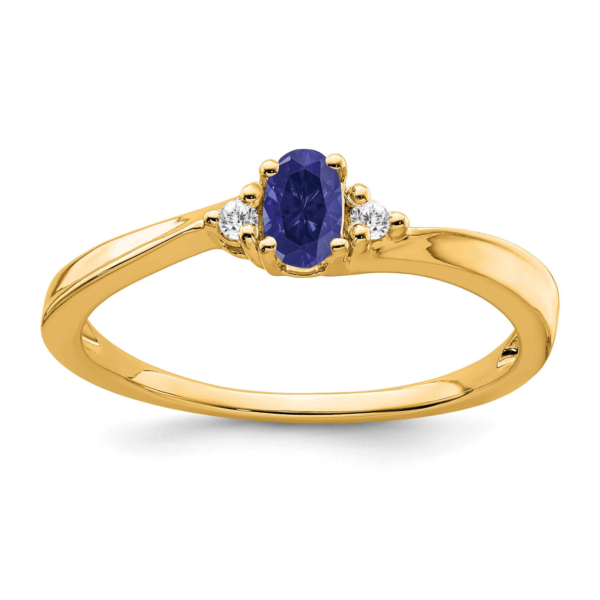 14K Created Sapphire and Diamond Ring (RM7405-CSA-004-YA)