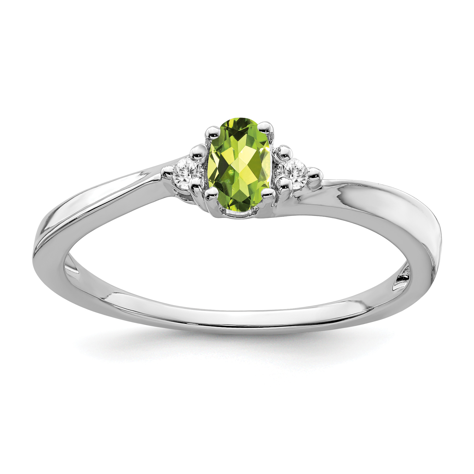 14k White Gold Peridot and Diamond Ring (RM7405-PE-004-WA)