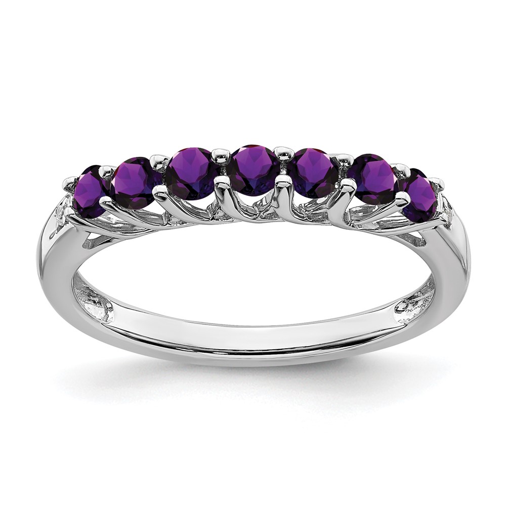 Sterling Silver Rhodium-plated Amethyst and Diamond Ring (RM7411-AM-001-SSA-7)