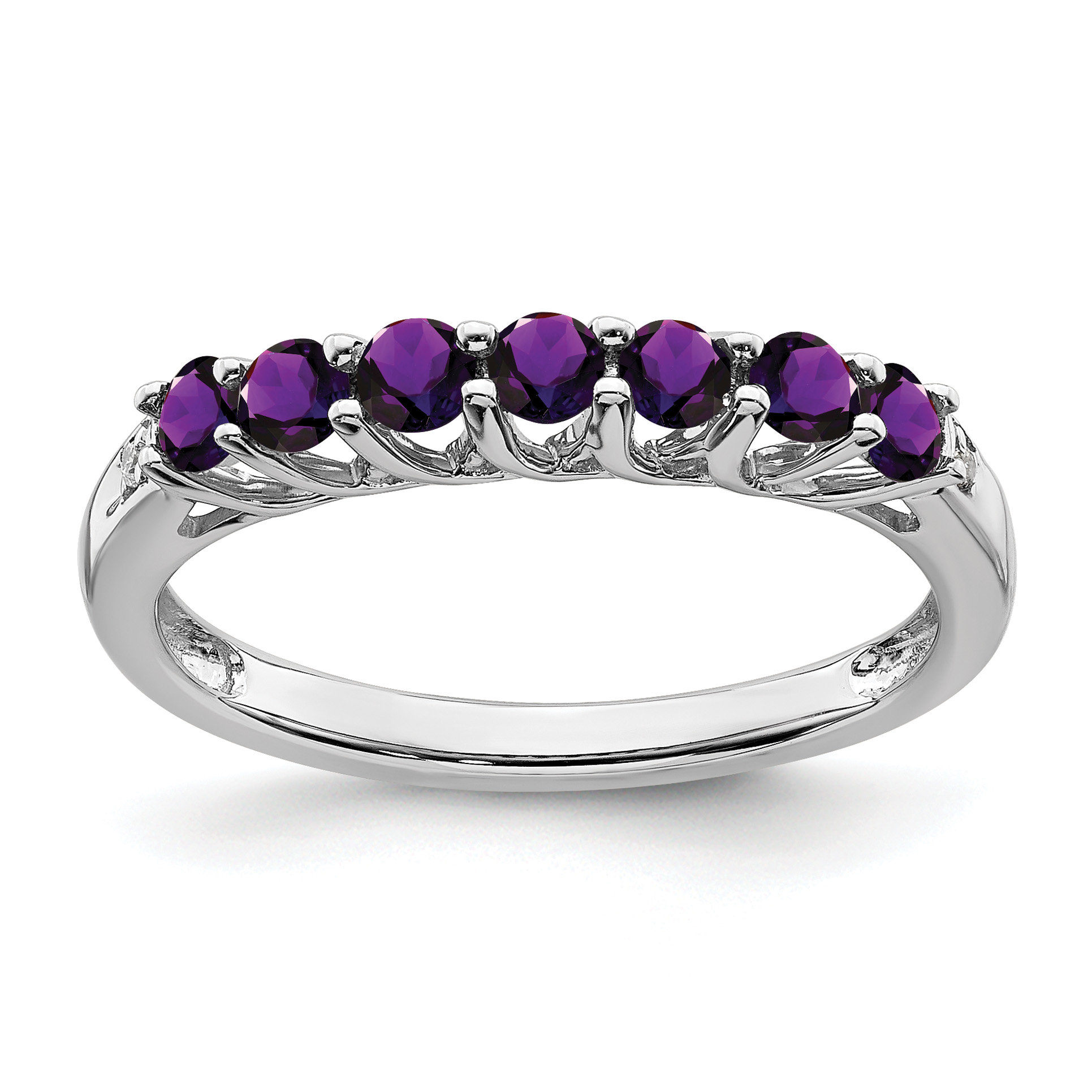 14k White Gold Amethyst and Diamond 7-stone Ring (RM7411-AM-001-WA)