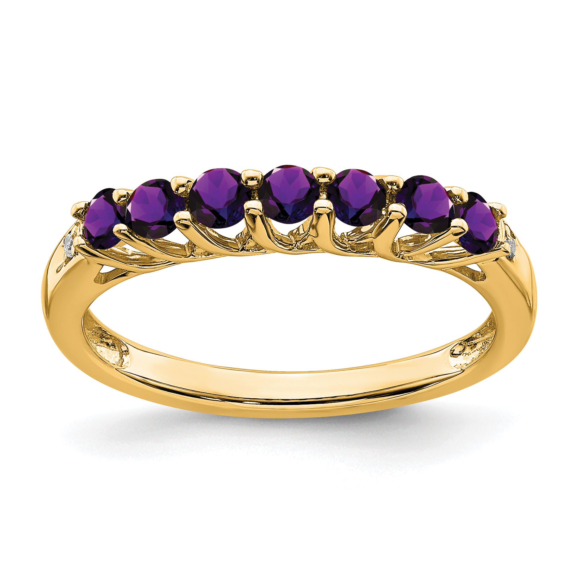 14k Amethyst and Diamond 7-stone Ring (RM7411-AM-001-YA)