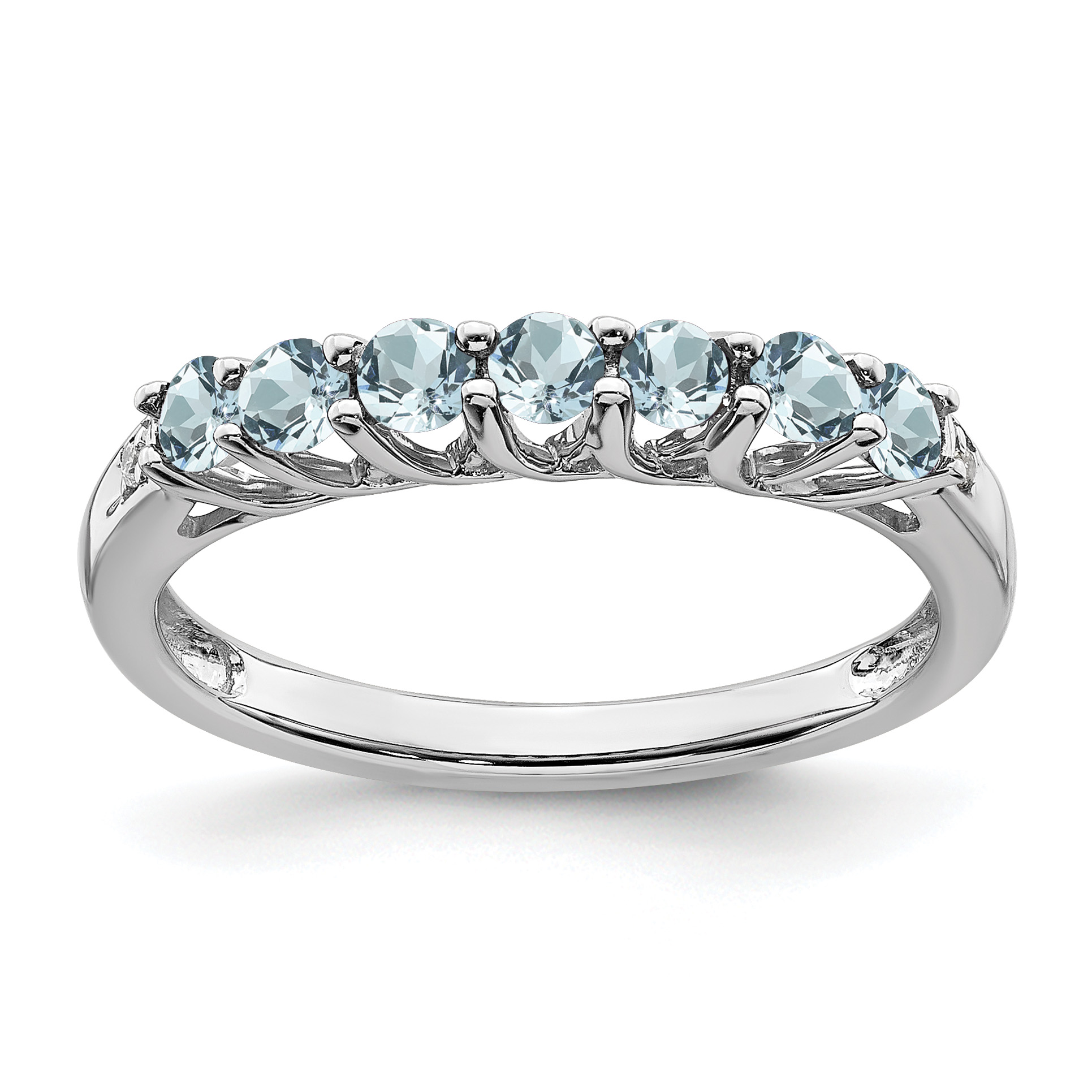 Sterling Silver Rhodium-plated Aquamarine and Diamond Ring (RM7411-AQ-001-SSA-6)