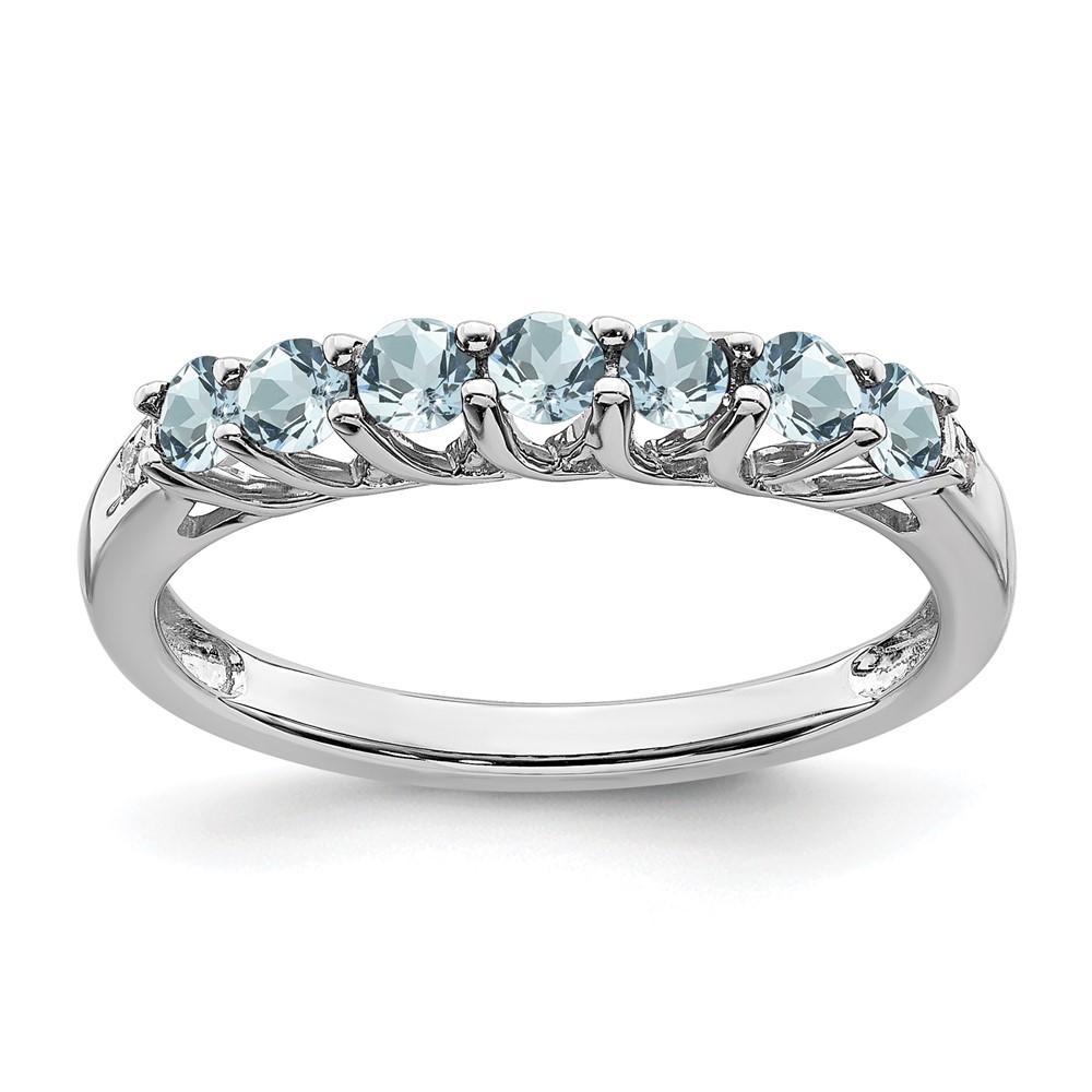 Sterling Silver Rhodium-plated Aquamarine and Diamond Ring (RM7411-AQ-001-SSA-6)
