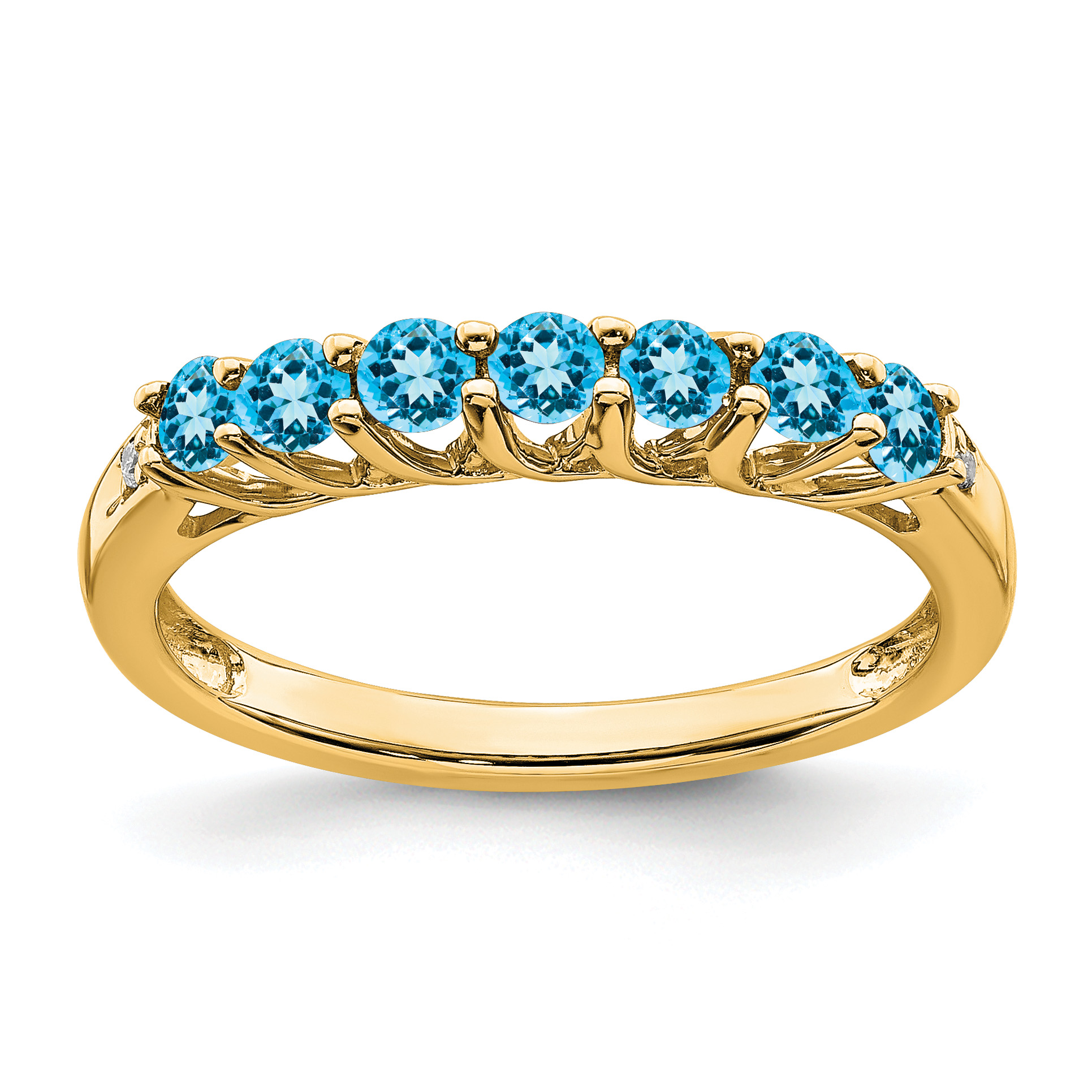 14k Blue Topaz and Diamond 7-stone Ring (RM7411-BT-001-YA)