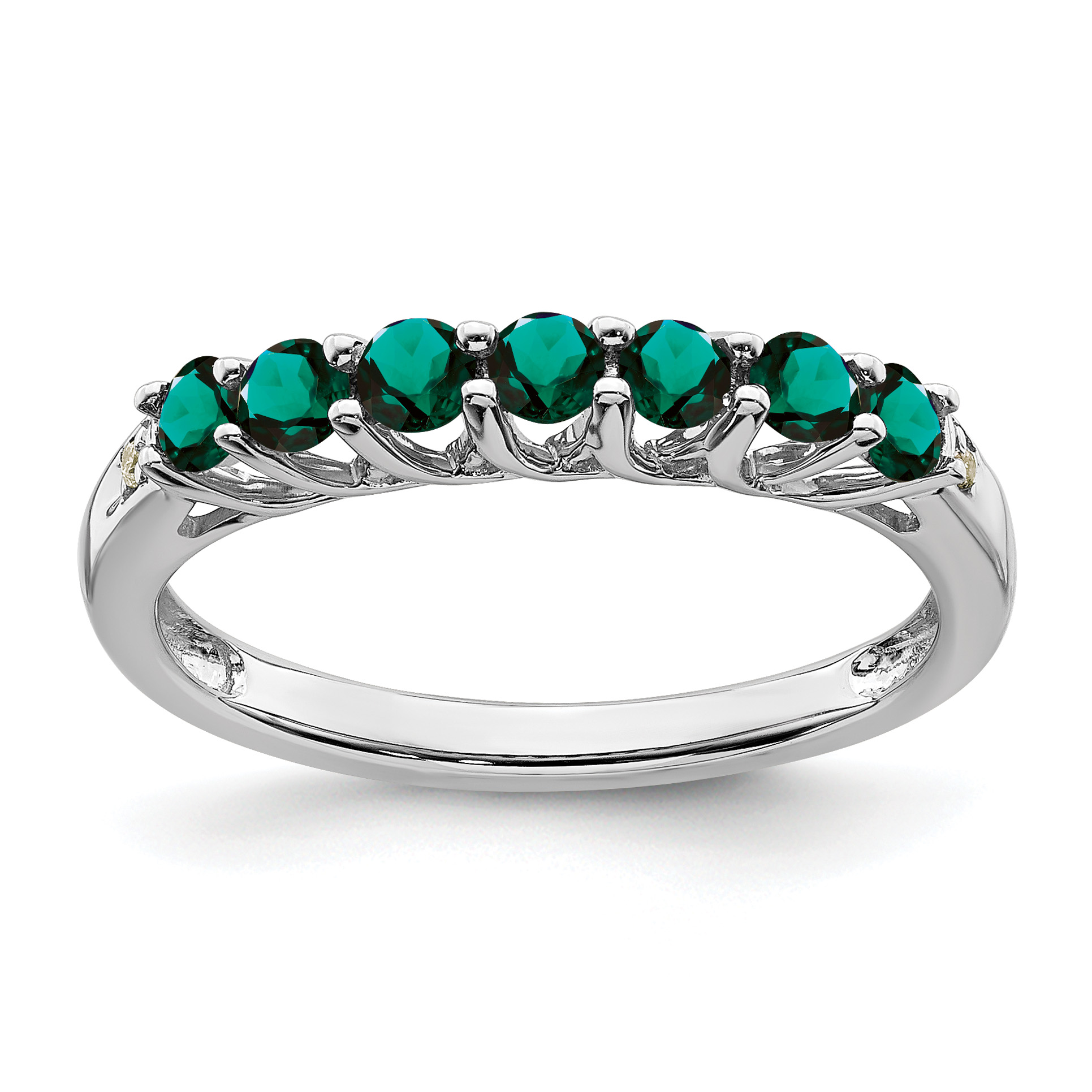10k White Gold Created Alexandrite and Diamond 7-stone Ring (RM7411-CA-001-1WA)