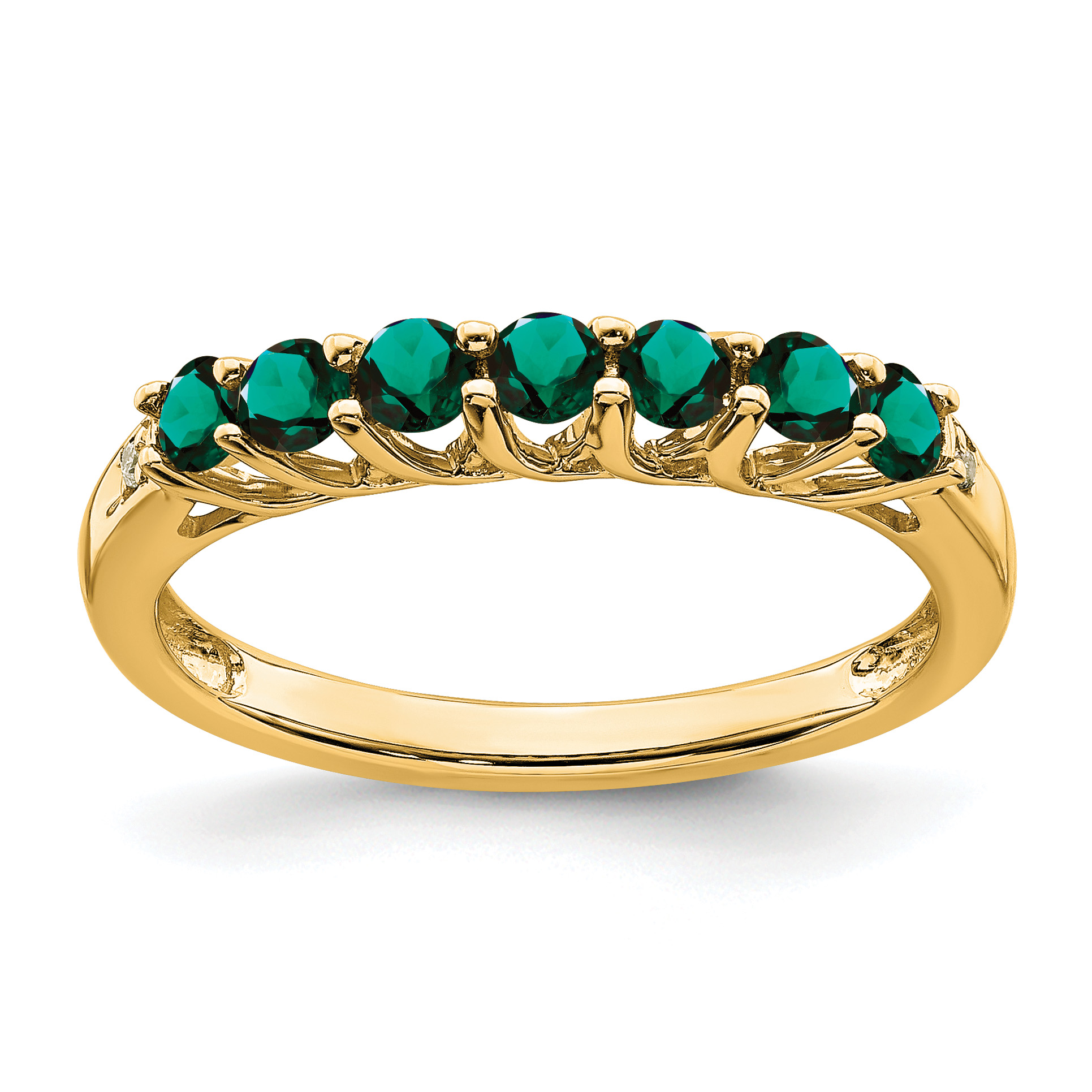14k Created Alexandrite and Diamond 7-stone Ring (RM7411-CA-001-YA)