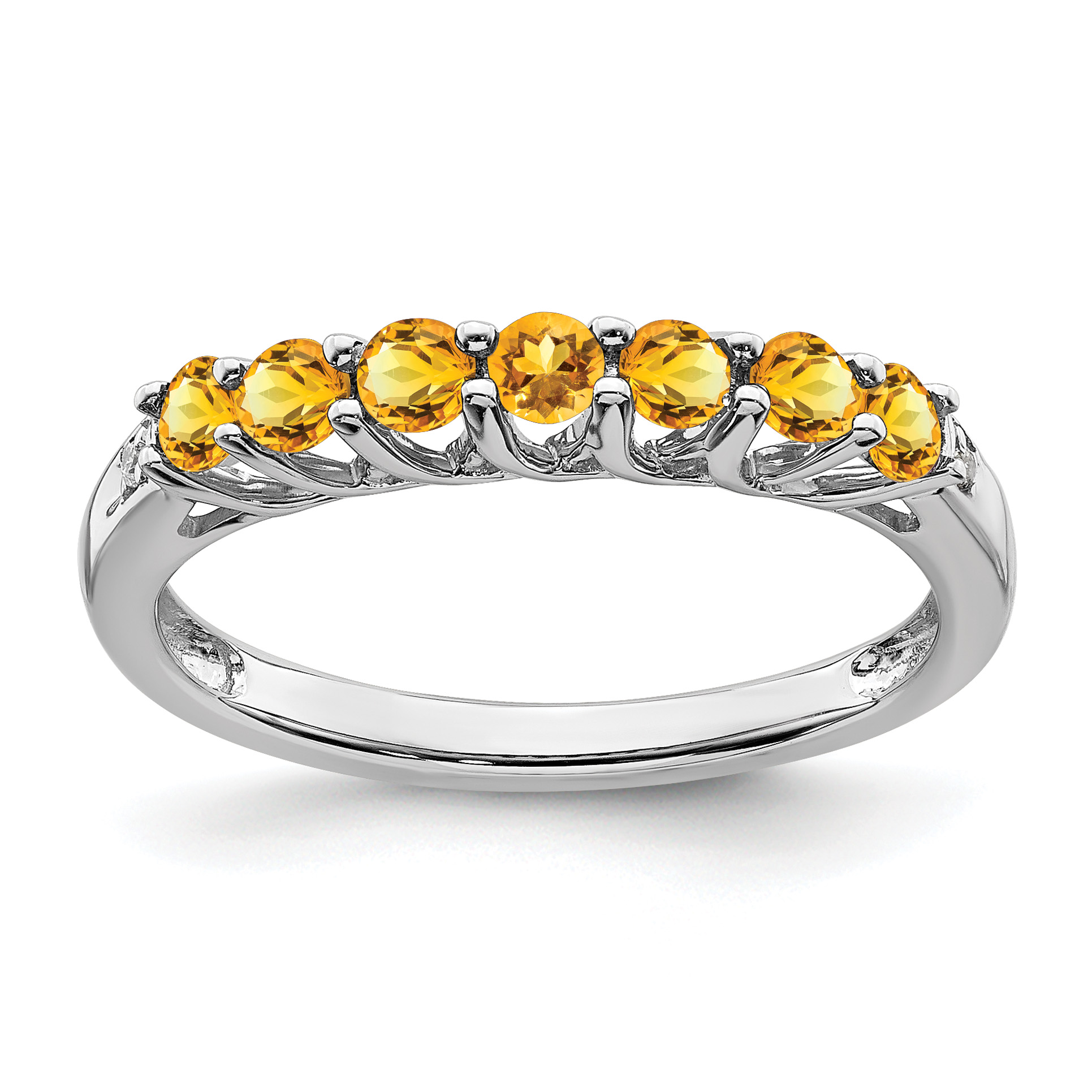14k White Gold Citrine and Diamond 7-stone Ring (RM7411-CI-001-WA)