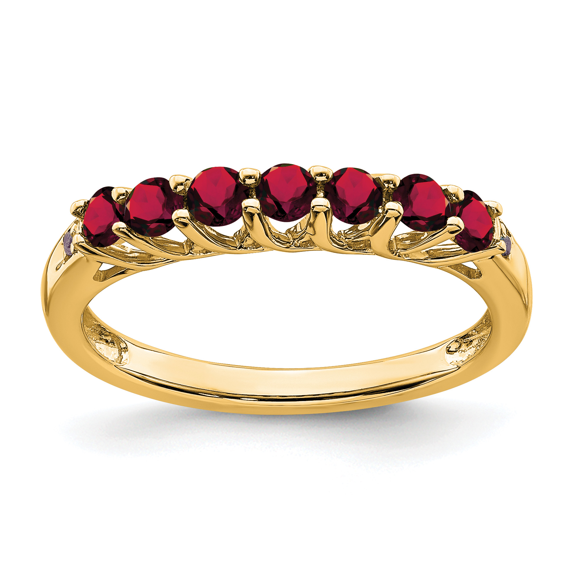 10k Created Ruby and Diamond 7-stone Ring (RM7411-CRU-001-1YA)