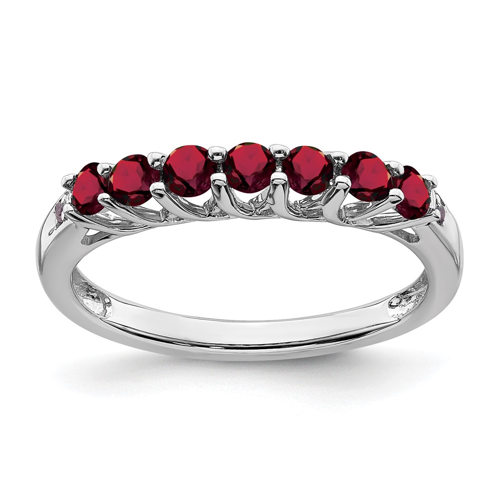 Sterling Silver Rhodium-plated Created Ruby and Diamond Ring (RM7411-CRU-001-SSA-8)