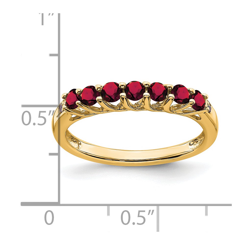 14k Created Ruby and Diamond 7-stone Ring (RM7411-CRU-001-YA)