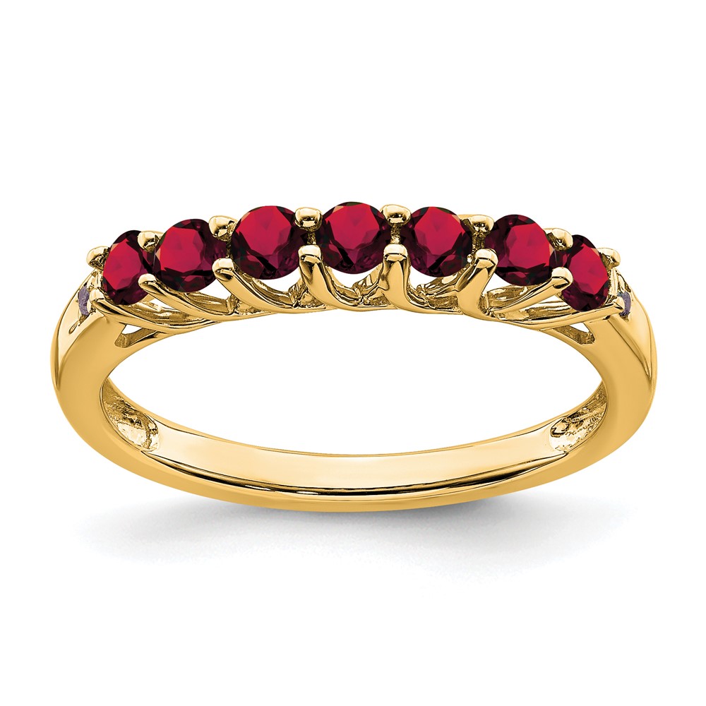 14k Created Ruby and Diamond 7-stone Ring (RM7411-CRU-001-YA)