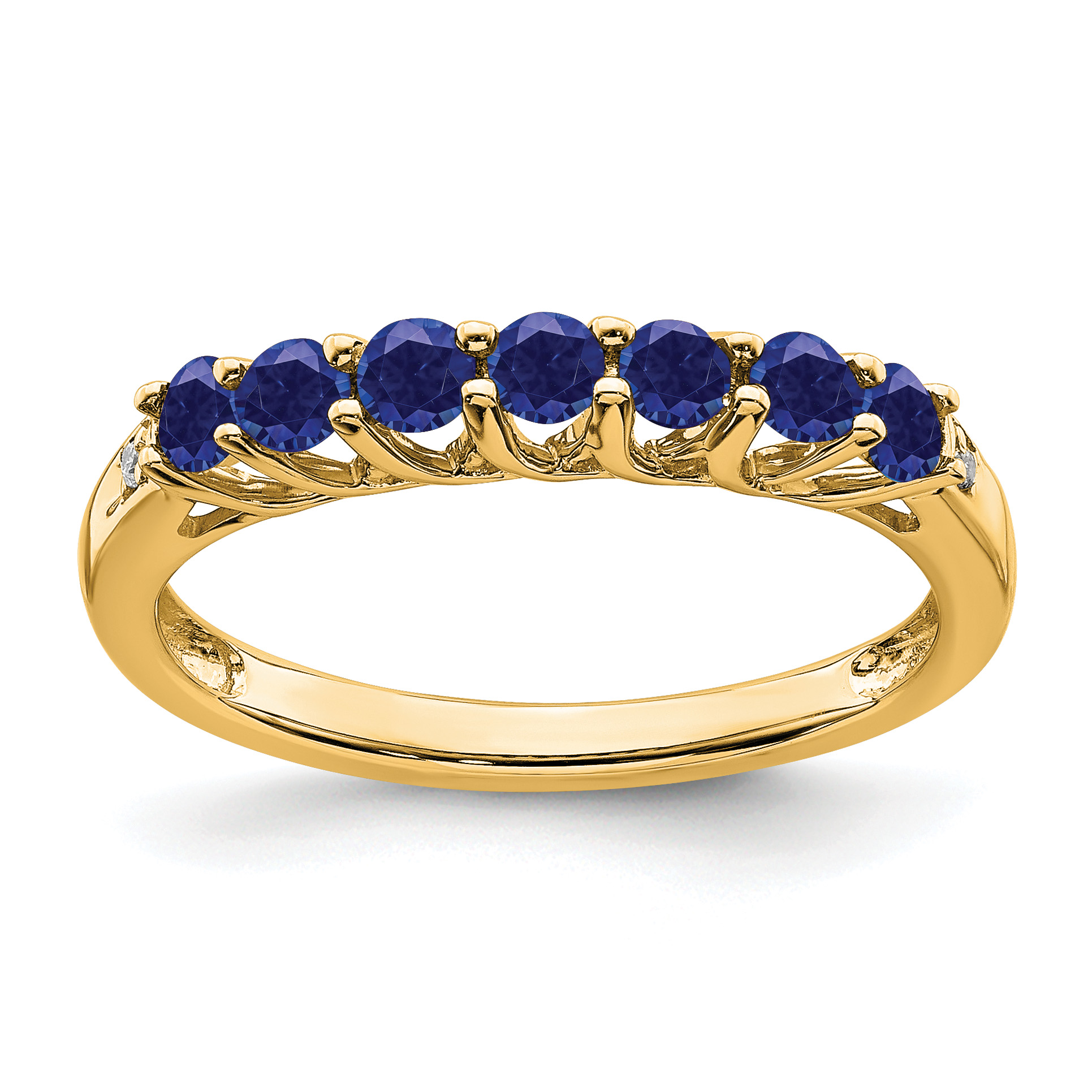 14k Created Sapphire and Diamond 7-stone Ring (RM7411-CSA-001-YA)