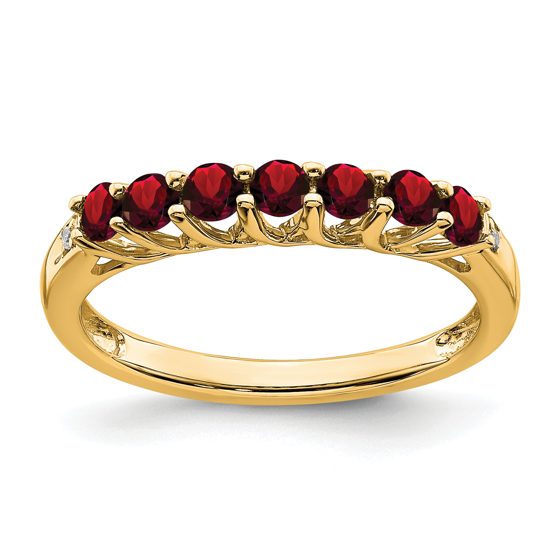 10k Garnet and Diamond 7-stone Ring (RM7411-GA-001-1YA)