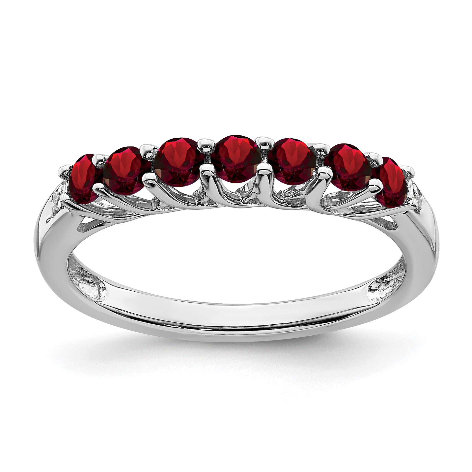 Sterling Silver Rhodium-plated Garnet and Diamond Ring (RM7411-GA-001-SSA-8)