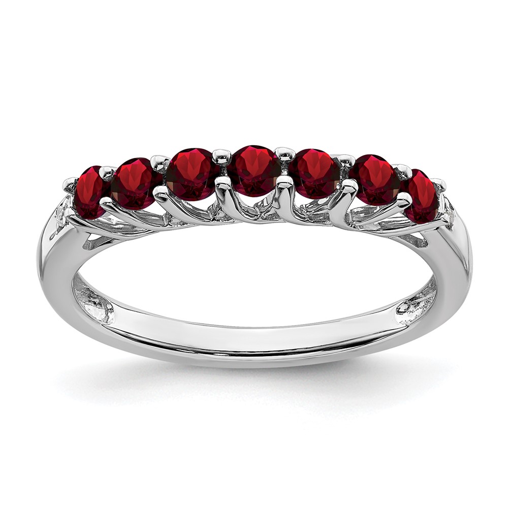 Sterling Silver Rhodium-plated Garnet and Diamond Ring (RM7411-GA-001-SSA-8)