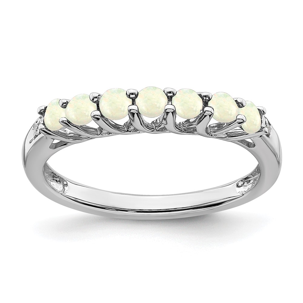 Sterling Silver Rhodium-plated Created Opal and Diamond Ring (RM7411-OI-001-SSA-8)