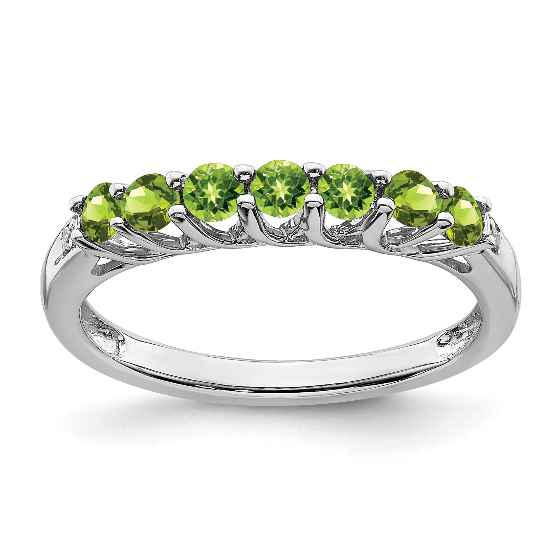 10k White Gold Peridot and Diamond 7-stone Ring (RM7411-PE-001-1WA)