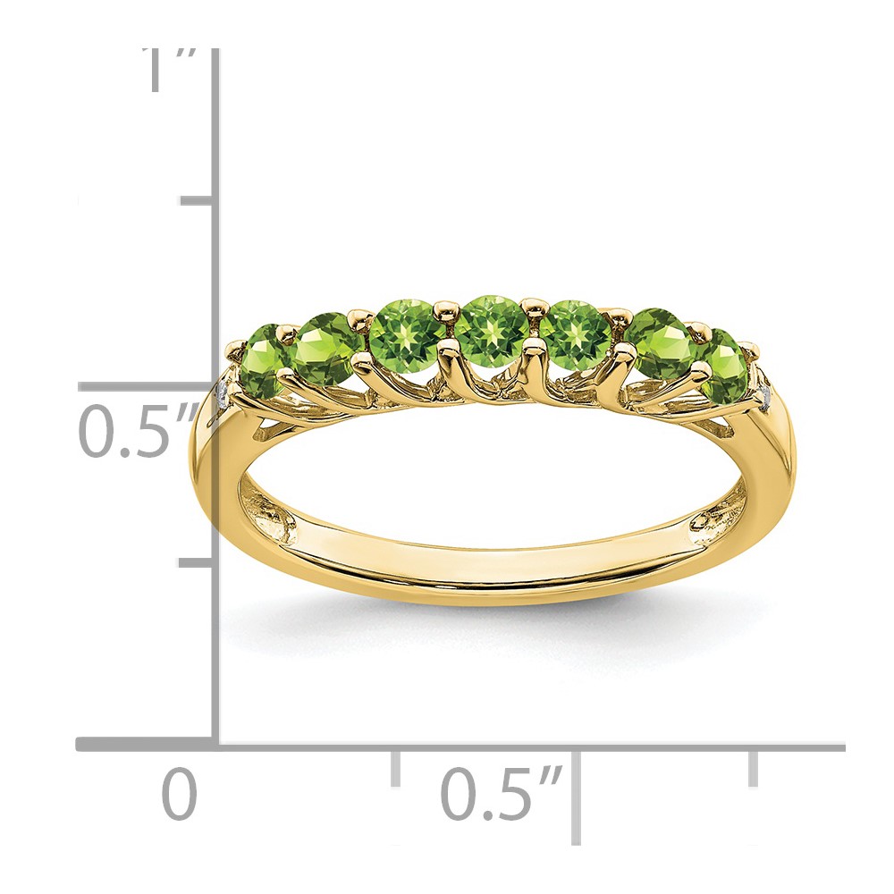 10k Peridot and Diamond 7-stone Ring (RM7411-PE-001-1YA)