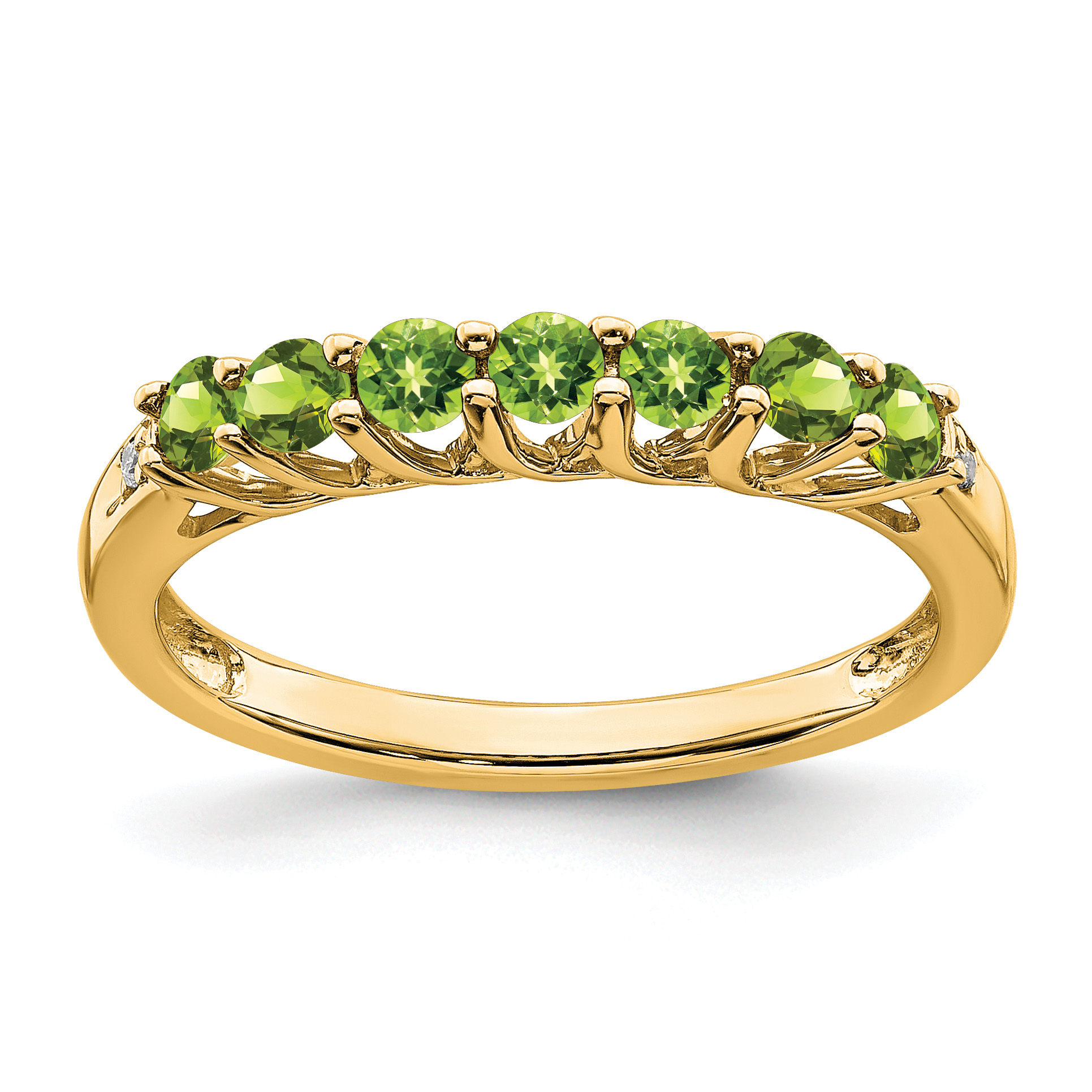 14k Peridot and Diamond 7-stone Ring (RM7411-PE-001-YA)