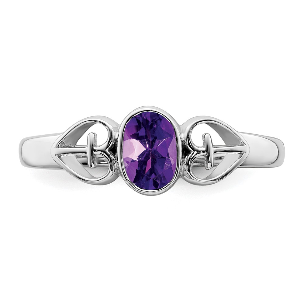 Sterling Silver Rhodium-plated Amethyst Ring (RM7412-AM-SS-7)