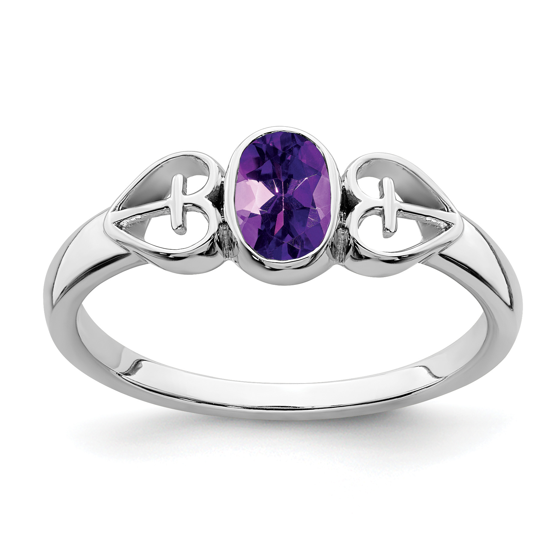 Sterling Silver Rhodium-plated Amethyst Ring (RM7412-AM-SS-7)