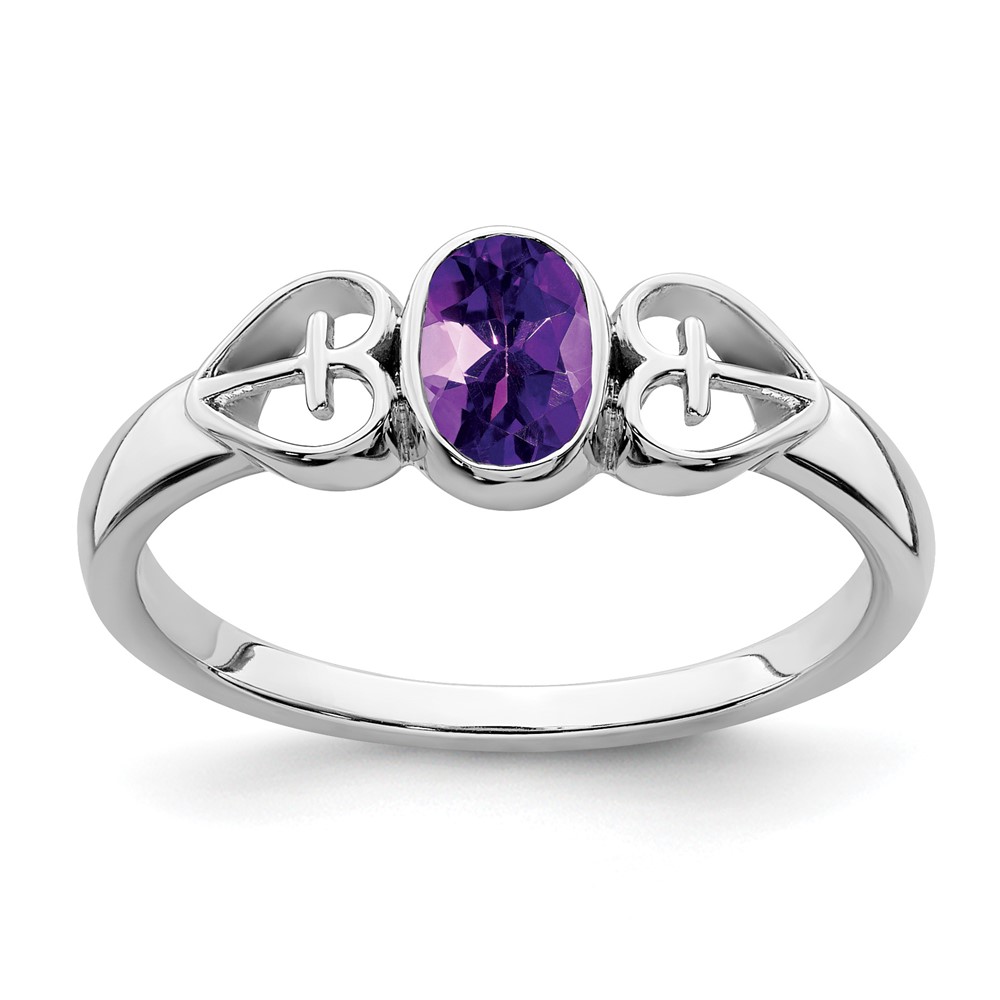 Sterling Silver Rhodium-plated Amethyst Ring (RM7412-AM-SS-7)