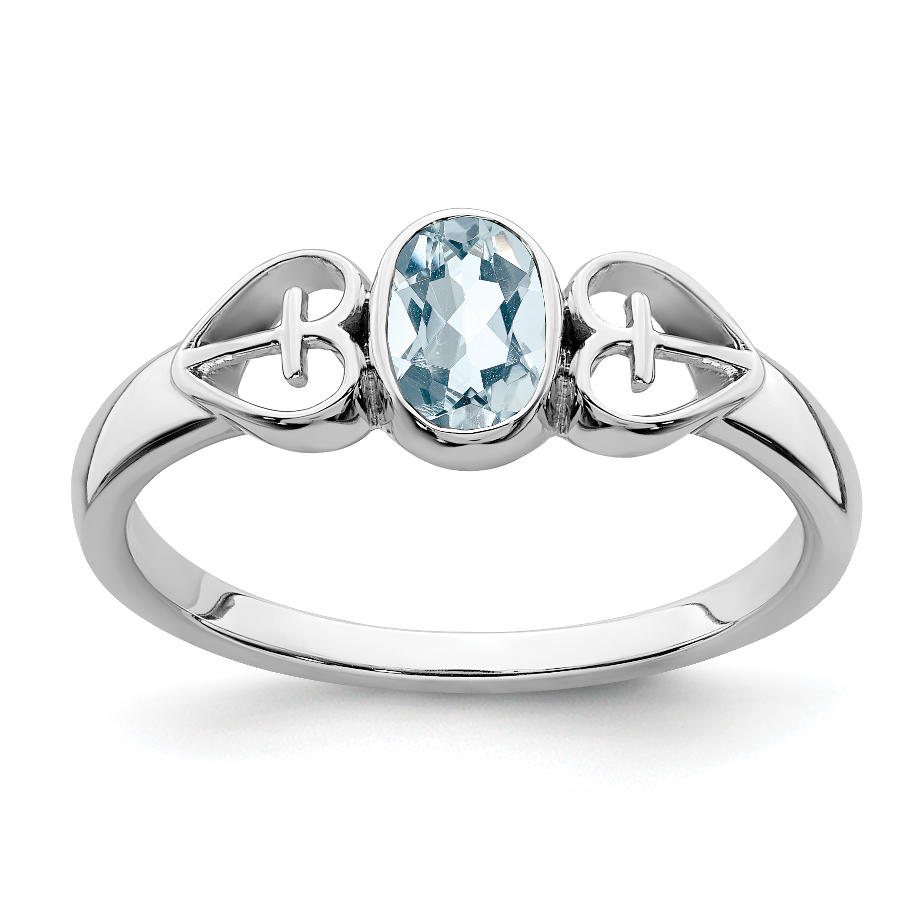 Sterling Silver Rhodium-plated Aquamarine Ring (RM7412-AQ-SS-6)
