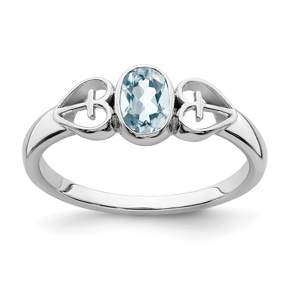 Sterling Silver Rhodium-plated Aquamarine Ring (RM7412-AQ-SS-6)