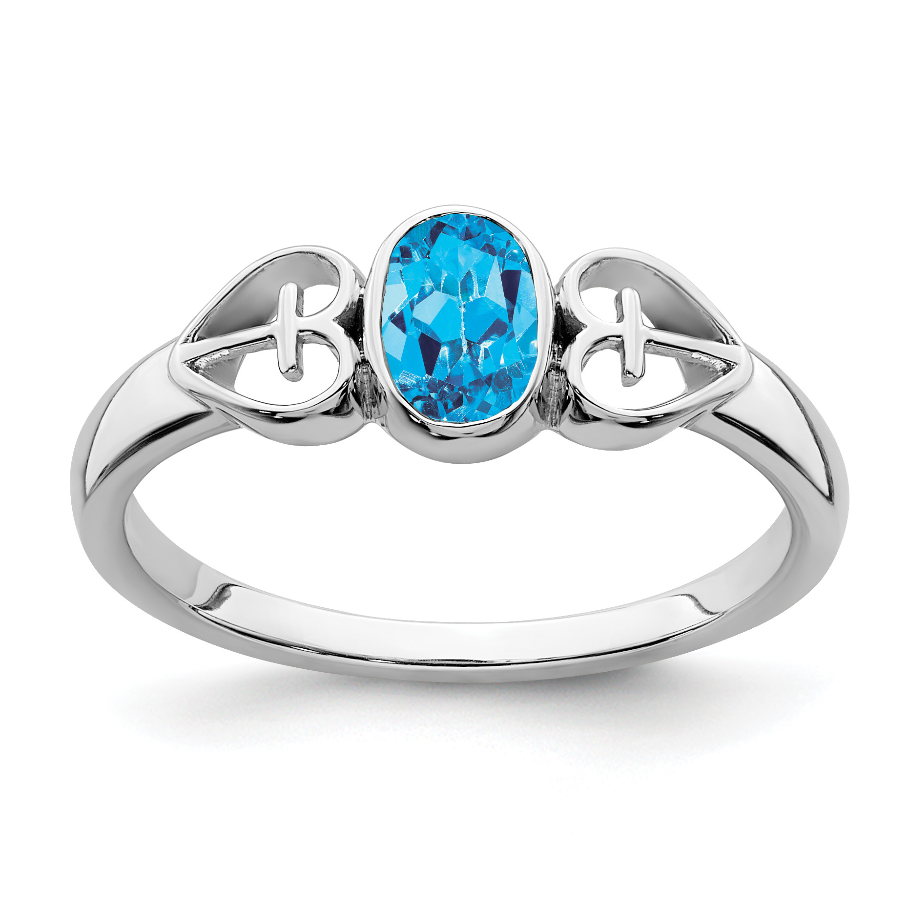 Sterling Silver Rhodium-plated Blue Topaz Ring (RM7412-BT-SS-6)