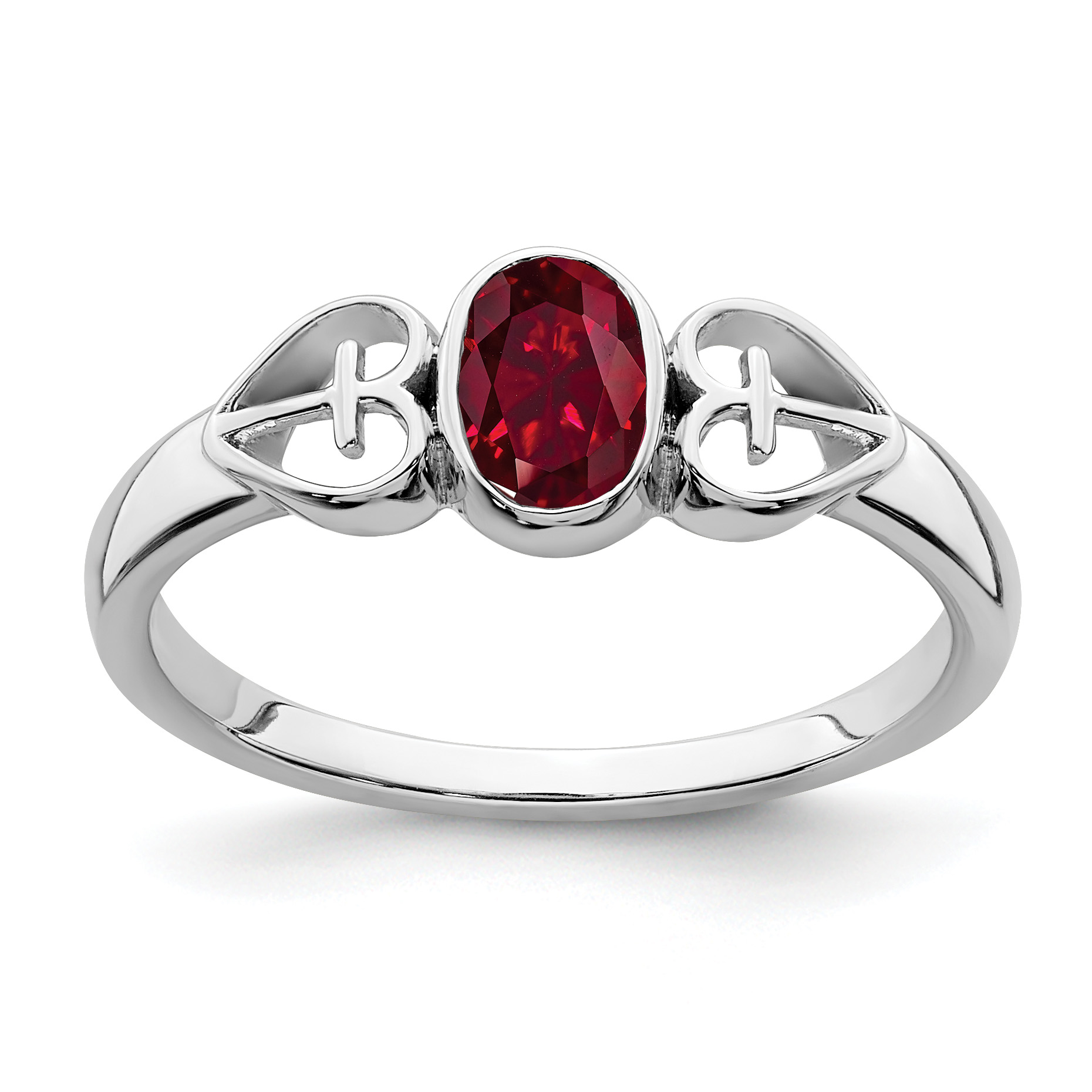Sterling Silver Rhodium-plated Created Ruby Ring (RM7412-CRU-SS-6)