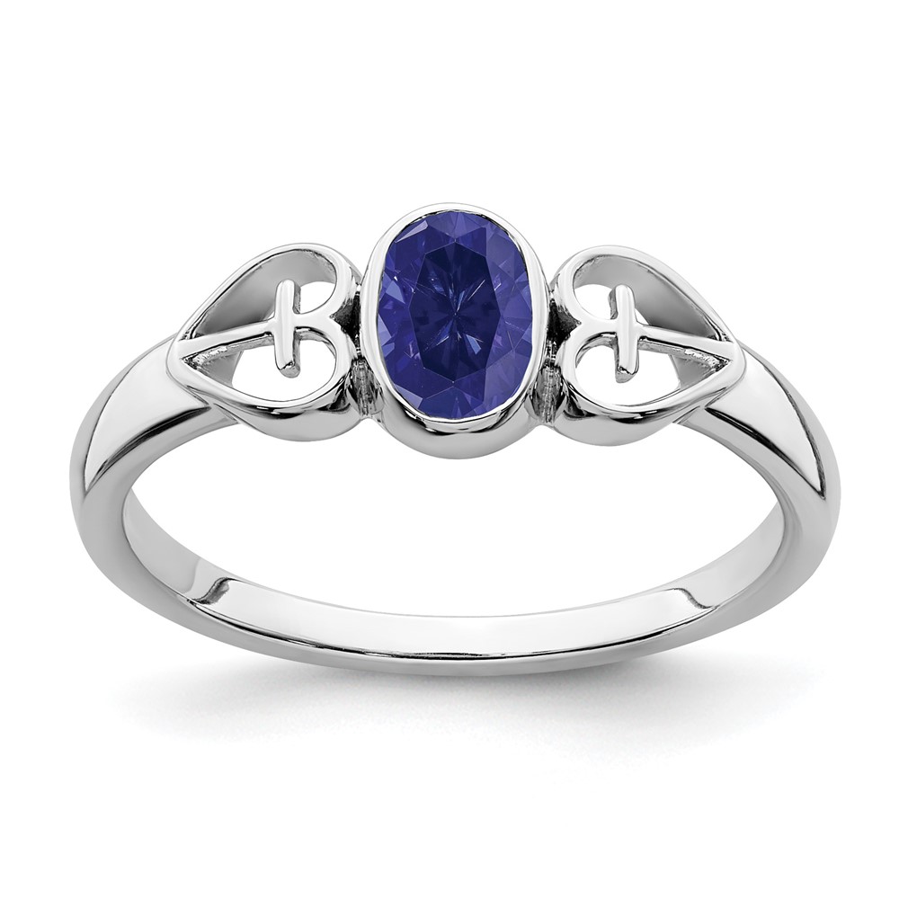 Sterling Silver Rhodium-plated Created Sapphire Ring (RM7412-CSA-SS-6)